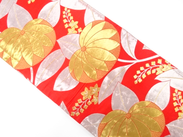 橘模様織り出し　丸帯